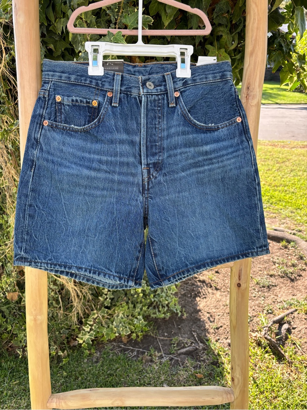 Levi's Dark Blue High-Rise Denim Shorts
